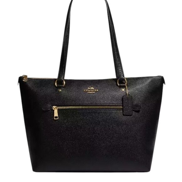 Coach Women's Cross grain Leather Signature Monogram Tote Handbag, Black, used - Picture 1 of 4
